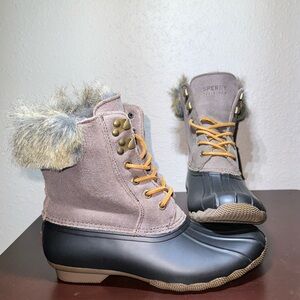 (SOLD) NEW W/O BOX Sperry Top Sider Faux Fur Duck Boots - Gray/brown - Women’s
